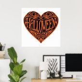 Halloween Heart, Orange Heart, Holiday Poster (Thuiskantoor)