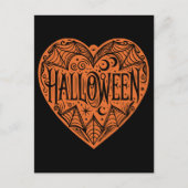 Halloween Heart, Orange Heart Shape, Holiday Briefkaart (Voorkant)