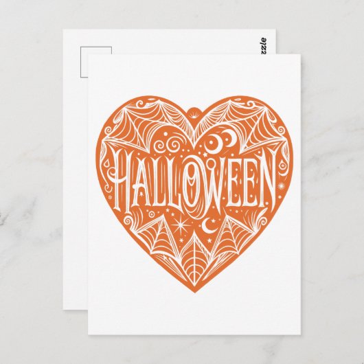 Halloween Heart, Orange Heart Shape, Holiday Briefkaart (Voorkant / Achterkant)