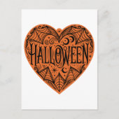 Halloween Heart, Orange Heart Shape, Holiday Briefkaart (Voorkant)
