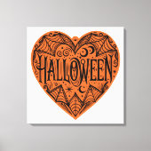Halloween Heart, Orange Heart Shape, Holiday Canvas Afdruk (Voorkant)