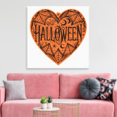 Halloween Heart, Orange Heart Shape, Holiday Canvas Afdruk (Insitu (Woonkamer))