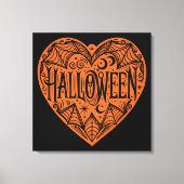 Halloween Heart, Orange Heart Shape, Holiday Canvas Afdruk (Voorkant)