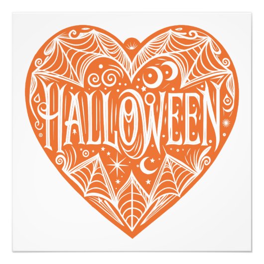 Halloween Heart, Orange Heart Shape, Holiday Foto Afdruk (Voorkant)