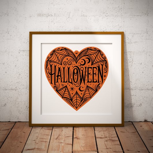 Halloween Heart, Orange Heart Shape, Holiday Foto Afdruk