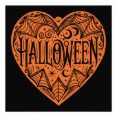 Halloween Heart, Orange Heart Shape, Holiday Foto Afdruk (Voorkant)
