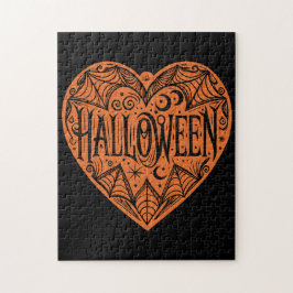 Halloween Heart, Orange Heart Shape, Holiday Legpuzzel
