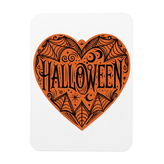 Halloween Heart, Orange Heart Shape, Holiday Magneet (Verticaal)