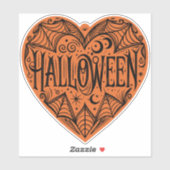 Halloween Heart, Orange Heart Shape, Holiday Sticker (Vel)