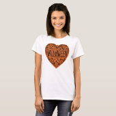 Halloween Heart, Orange Heart Shape, Holiday T-shirt (Voorkant volledig)