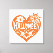 Halloween Heart, Orange Heart Shape, Spider Web Canvas Afdruk (Voorkant)