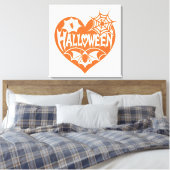 Halloween Heart, Orange Heart Shape, Spider Web Canvas Afdruk (Insitu (Slaapkamer))