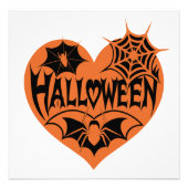 Halloween Heart, Orange Heart Shape, Spider Web Foto Afdruk (Voorkant)