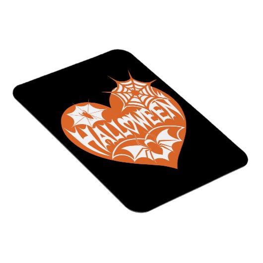 Halloween Heart, Orange Heart Shape, Spider Web Magneet (Rechterzijde)