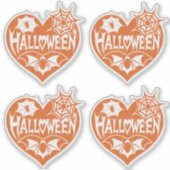 Halloween Heart, Orange Heart Shape, Spider Web Sticker (Voorkant)