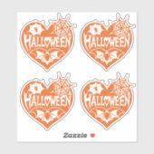 Halloween Heart, Orange Heart Shape, Spider Web Sticker (Vel)