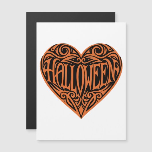 Halloween Heart, Oranje Hart, Vakantie Magnetische Uitnodiging (Voorkant / Achterkant)