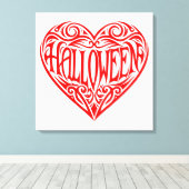 Halloween Heart, Red Heart, Holiday Canvas Afdruk (Insitu (Houten vloer))