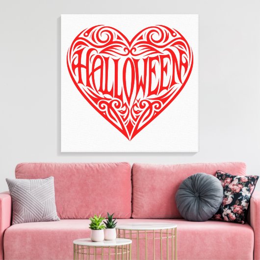 Halloween Heart, Red Heart, Holiday Canvas Afdruk (Insitu (Woonkamer))