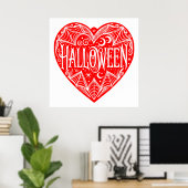 Halloween Heart, Red Heart Shape, Holiday Poster (Thuiskantoor)