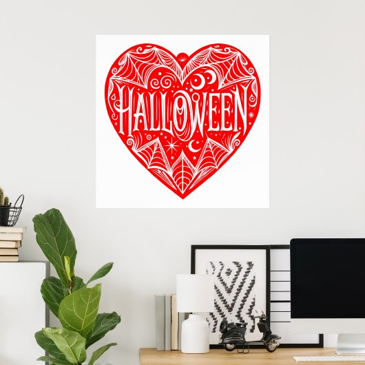 Halloween Heart, Red Heart Shape, Holiday Poster (Thuiskantoor)