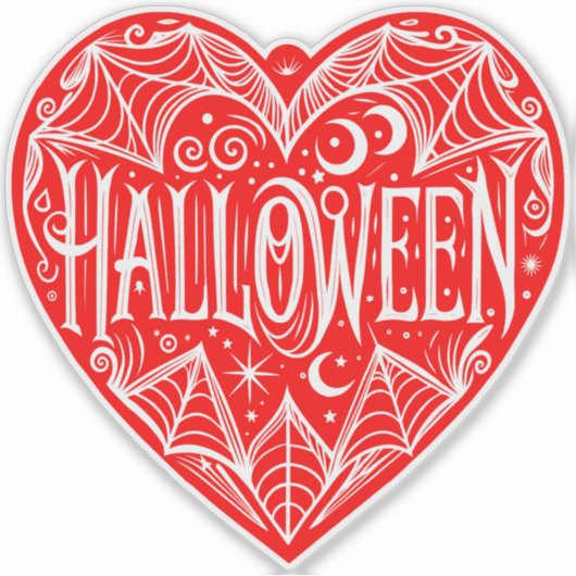 Halloween Heart, Red Heart Shape, Holiday Sticker (Voorkant)