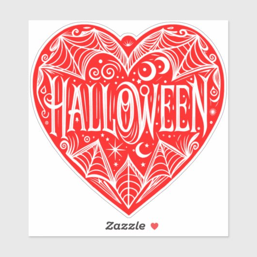 Halloween Heart, Red Heart Shape, Holiday Sticker (Vel)