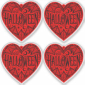 Halloween Heart, Red Heart Shape, Holiday Sticker (Voorkant)