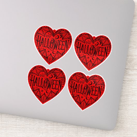 Halloween Heart, Red Heart Shape, Holiday Sticker (Detail)