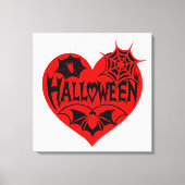 Halloween Heart, Red Heart Shape, Spider Web Canvas Afdruk (Voorkant)