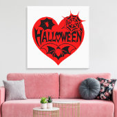 Halloween Heart, Red Heart Shape, Spider Web Canvas Afdruk (Insitu (Woonkamer))