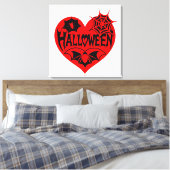 Halloween Heart, Red Heart Shape, Spider Web Canvas Afdruk (Insitu (Slaapkamer))