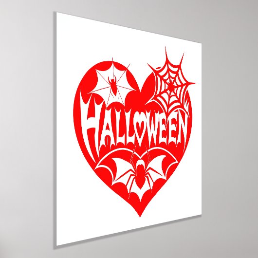 Halloween Heart, Red Heart Shape, Spider Web Folie Afdrukken (Laagn)