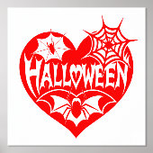 Halloween Heart, Red Heart Shape, Spider Web Folie Afdrukken (Voorkant)