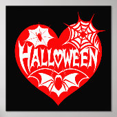 Halloween Heart, Red Heart Shape, Spider Web Folie Afdrukken (Voorkant)