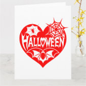 Halloween Heart, Red Heart Shape, Spider Web Kaart (Gele Bloem)