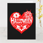 Halloween Heart, Red Heart Shape, Spider Web Kaart (Gele Bloem)
