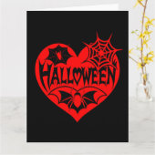 Halloween Heart, Red Heart Shape, Spider Web Kaart (Gele Bloem)