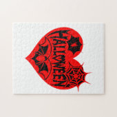 Halloween Heart, Red Heart Shape, Spider Web Legpuzzel (Horizontaal)