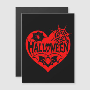 Halloween Heart, Red Heart Shape, Spider Web Magnetische Uitnodiging