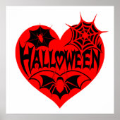 Halloween Heart, Red Heart Shape, Spider Web Poster (Voorkant)
