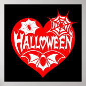 Halloween Heart, Red Heart Shape, Spider Web Poster (Voorkant)