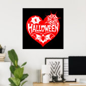 Halloween Heart, Red Heart Shape, Spider Web Poster (Thuiskantoor)