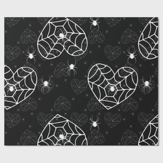 Halloween Heart SpiderWeb Spinnen Cadeaupapier (Vlak)