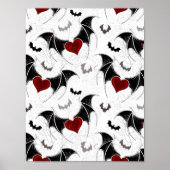 Halloween heart with black bat wings poster (Voorkant)