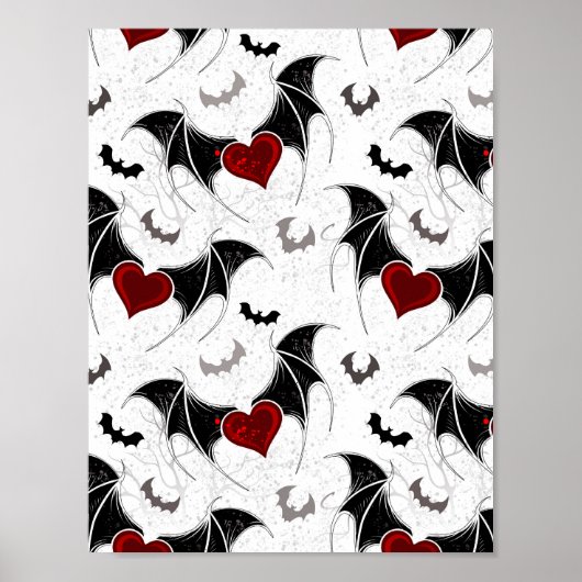 Halloween heart with black bat wings poster (Voorkant)