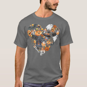 Halloween Heart With Pumpkins Ghosts House T-shirt