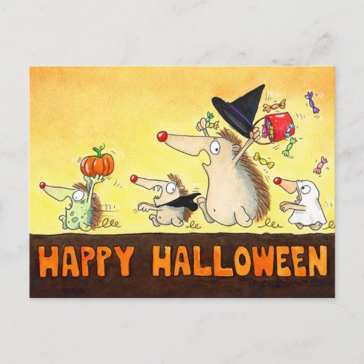 Halloween Hedégs Briefkaart (Voorkant)