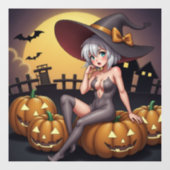Halloween Heet Anime Heks op Jack-O-Lantern Raamsticker (Vel)