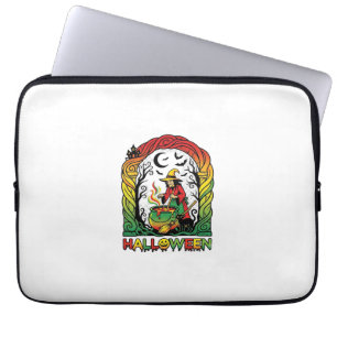 Halloween Hek Ketel Brouwend Zwarte Kat Spookachti Laptop Sleeve